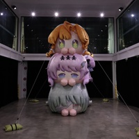Poupée gonflable géante en matériau pelucheux imperméable de 4,5 m de haut, modèle publicitaire gonflable de fille de dessin animé, mascotte gonflable personnalisée