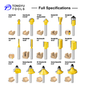 Bộ 15 mũi phay gỗ bằng cacbua vonfram, đầu 6mm, 1/4 inch (6.35mm), cán 8mm, đựng trong hộp gỗ, dùng cho chế tác gỗ - Product Image 2