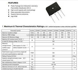 <span class=keywords><strong>Rectificador</strong></span> <span class=keywords><strong>de</strong></span> <span class=keywords><strong>puente</strong></span> monofásico pasivado <span class=keywords><strong>de</strong></span> vidrio <span class=keywords><strong>de</strong></span> alta corriente D25SB10 a D25SB100 Diodo <span class=keywords><strong>rectificador</strong></span> <span class=keywords><strong>tipo</strong></span> D25SB60 - Product Image 4