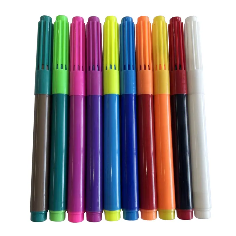 قلم ألوان مائية للرسم من البلاستيك يُستخدم لتغيير اللون حسب الرسم على الورق للبيع بالجملة، ألعاب للأطفال من 9 ألوان مختلفة من النايلون برأس سحري يمكن وضع شعار عليه حسب الطلب