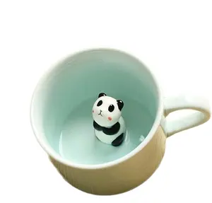 3D 동물 내부 귀여운 컵 머그 안에 애완 동물과 만화 도자기 입상 소년 소녀 어린이를위한 차 컵