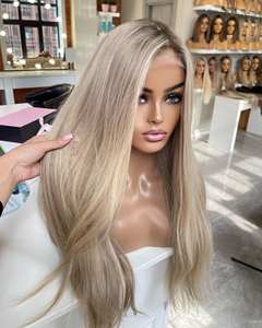 Parrucca Frontale in Pizzo 13x4 HD con <span class=keywords><strong>Capelli</strong></span> Vergini Europei Biondi Balayage per Donne Bianche di Alto Livello, Allineamento Cuticolare, Pre-Pizzicata - Product Image 1