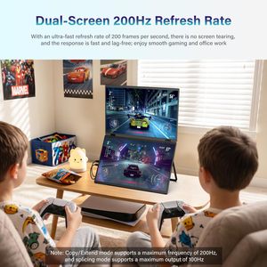 Monitor Portátil Dual Ancho con Relación de Contraste de 1000:1, Ángulo de Visión Completo de 315°, Altavoces Estéreo Integrados para Transmisión de Películas - Product Image 6