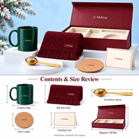 Coffret Cadeau d'Entreprise Personnalisé pour Noël : Mug en Céramique, Écharpe, Infuseur à Thé, Sous-Verre et Carte – Idéal pour Remercier vos Clients