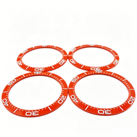 Lunette de montre submersible en silicone noir et orange avec marquages blancs - Pièce de rechange pour modification de montre