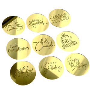 ของตกแต่งเค้กอะคริลิครูปน้ำผึ้งและน้ำหวาน สำหรับคริสต์มาสและงานวันเกิด ปี 2026 ท็อปเปอร์คัพเค้กทรงกลมสีทอง - Product Image 5