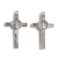Jésus Crucifix 37x22mm St bénett accessoires de chapelet de haute qualité pendentif croix en argent