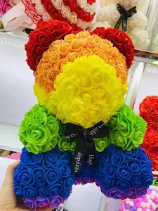 באיכות גבוהה 40cm מלאכותי ורדים קצף דוב עם אריזת מתנה פרח דובון מתנת ולנטיין יום אמא של יום מתנה
