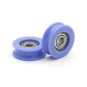 Poulies en POM en forme de U bleues, directement de l'usine, roues en plastique revêtues de caoutchouc pour porte et fenêtre, réductions en gros, grandes quantités - Product Image 1
