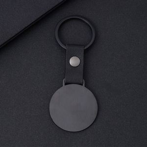 New Listing Custom Round Stainless Steel <b>Leather</b> <b>Keychains</b> Support Laser Marking - Product Image 3