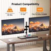 ML81022C 17 "-32" 10kg Ressort à gaz économique Double bras de moniteur Base de support de bureau Double support d'écran Support d'ordinateur Montage VESA