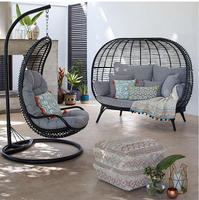 Utdoor-Silla de mimbre con forma de nido de pájaro, sofá cama de estilo moderno