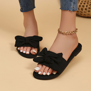 Pantuflas Planas con Lazo de Tela para Mujer, Tallas Grandes, Verano 2025, Punta Abierta, Casuales, Cool231 231 - Product Image 2