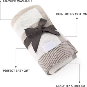 Manta de Bebé 100% Algodón OEKO-TEX, Tejida a Rayas, Suave y Cómoda <span class=keywords><strong>para</strong></span> Envolver, Cubrecuna, Reversible - Product Image 5