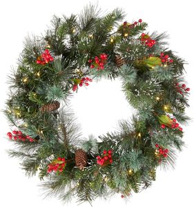 Guirlandes de Noël artificielles en PVC de 40 cm, faites à la main, avec LED, pour l'extérieur, avec guirlandes de Noël - Product Image 1