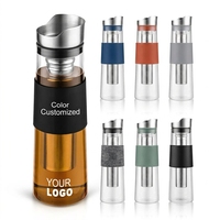 Carafe isotherme anti-fuite 1000 ml pour thé glacé et café infusé à froid, en verre, avec couvercle et infuseur