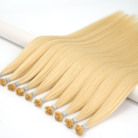 Extensiones de Cabello Humano Rubio al por Mayor con Cutícula Alineada, Extensiones de Cabello Virgen Remy de Doble Trama con Punta K, Cabello Humano Natural
