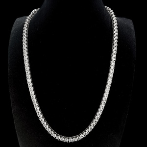 Pulsera de Cadena de Tenis Chapada en Oro Blanco con Piedras de Corindón, Collar Hip Hop - Product Image 2