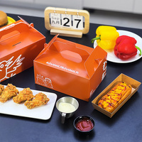 Boîtes en carton personnalisées écologiques, recyclables et imperméables pour la vente en gros, avec poignée, pour la restauration rapide, poulet frit, sushis et burgers
