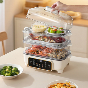 <span class=keywords><strong>Vaporera</strong></span> Eléctrica Multifuncional de Gran Capacidad para el Hogar, 1500W, Carcasa de Plástico de Cuatro Capas, Función de Vapor Instantáneo - Product Image 1