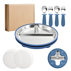 Ensemble de récipients et d'assiettes pour bébé en acier inoxydable avec ventouse pour tout-petits, non toxique - Product Image 3