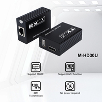 Extenseur KVM HD sans alimentation M-HD30U, câble Cat6 unique, 30 m, 1080p, HDMI vidéo, contrôle USB, transmission sans perte, adaptateur pour moniteur PC