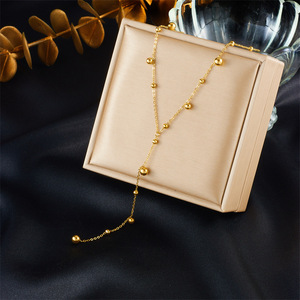 Stylish Ball Tassel Gold Bead Pendant Chain Necklace Zinc Alloy Fashion Jewelry - Product Image 1