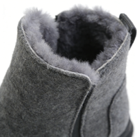 Vente en gros OEM/ODM – Bottes de neige souples imperméables grises en feutre de laine avec fermeture éclair latérale – Chaussures d'hiver chaudes avec doublure en fourrure – Logo et style personnalisés