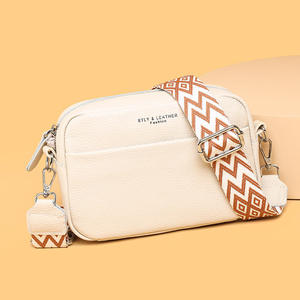 PU leather crossbody bag Women camera shoulder purse Wide <b>strap</b> messenger bag Zipper closure daily bag - Product Image 2