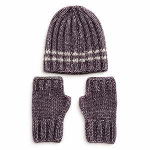 Hat and Mittens <b>Knitting</b> <b>Kit</b> – Advanced <b>Beginner</b> <b>Kit</b> with Cotton Merino Yarn, Needles & Video Tutorials – Aubergine - Product Image 3