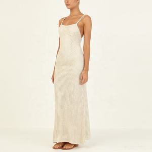 Robe longue à bretelles réglables en tricot élastique, confortable, dos nu - Product Image 5