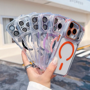 Funda Magnética Transparente para <span class=keywords><strong>iPhone</strong></span> 17 16 15 14 Pro Max con Marco Metálico para Cámara, Soporte y Protección Antigolpes en las Esquinas - Product Image 3