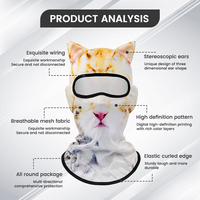 Masques de sport amusants à imprimé animalier avec oreilles, taille unique, pour fêtes, cosplay, masque de ski - Vente en gros