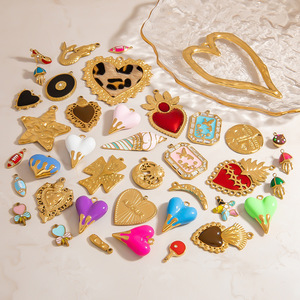 Accesorios de joyería DIY, colgantes de acero inoxidable de formas mixtas para hacer pulseras, tema de amor PJ91780 - Product Image 1