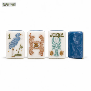 Jeu de tuiles de Mahjong américain de luxe gravées, en acrylique/mélamine, blanc, sculpté, durable, portable, version voyage, petite taille - Product Image 3