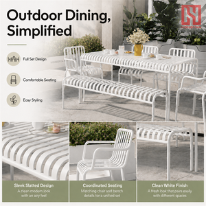 Conjunto de Mesa y Bancos de Hierro Minimalistas Modernos para Exteriores, Estructura Metálica con Recubrimiento en Polvo, <span class=keywords><strong>Muebles</strong></span> de Comedor para Patio, Cafetería, Restaurante, Parque - Product Image 6