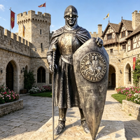 Statue de guerrier grec en bronze grandeur nature, célèbre œuvre d'art extérieure en métal, statue de chevalier templier avec armure et épées