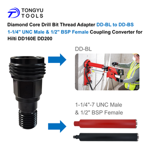 Adaptateur de filetage <span class=keywords><strong>pour</strong></span> foret diamant DD-BL à DD-BS 1-1/4 "UNC mâle et 1/2" BSP femelle convertisseur de couplage <span class=keywords><strong>pour</strong></span> <span class=keywords><strong>Hilti</strong></span> DD160E DD200 - Product Image 4