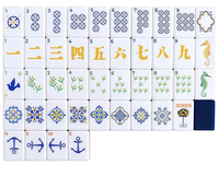 Anpassbares Luxus-Amerikanisches Acryl-Mahjong-Set mit Mittelmeer-Tiermotiven für 4 Spieler, Geschenk für Familienfeiern und Strandclubs