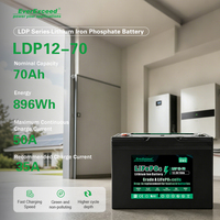 Batterie LiFePO4 de remplacement 12,8 V 70 Ah avec BMS intégré LDP 12-70, cellules de qualité A 6000 cycles, certifiée CE/RoHS pour système solaire domestique