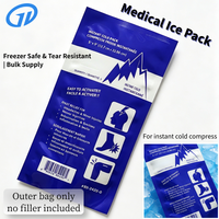 Sac vide pour poche de glace, non rempli, en PET/PE, thermoscellable, anti-fuite, pour remplissage de gel d'eau, compatible congélateur, vente en gros, taille personnalisée, approvisionnement en vrac