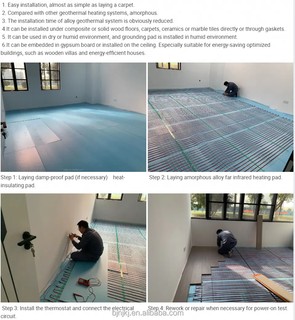 Alfombrillas capilares para suelo D110V525W351008, alfombrilla para entrada calentada por calor, sistema de suelo caliente eléctrico infrarrojo de alta eficiencia, calefacción