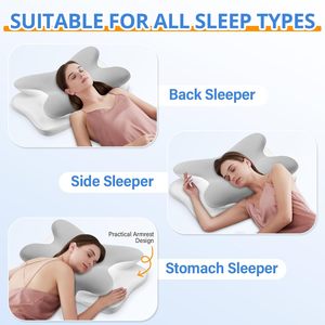 Oreillers en mousse <span class=keywords><strong>à</strong></span> <span class=keywords><strong>mémoire</strong></span> <span class=keywords><strong>de</strong></span> <span class=keywords><strong>forme</strong></span> pour soulager les douleurs au cou avec taie d'<span class=keywords><strong>oreiller</strong></span> respirante, <span class=keywords><strong>oreiller</strong></span> <span class=keywords><strong>de</strong></span> soutien du cou pour les dormeurs sur le côté, le dos et le ventre - Product Image 5