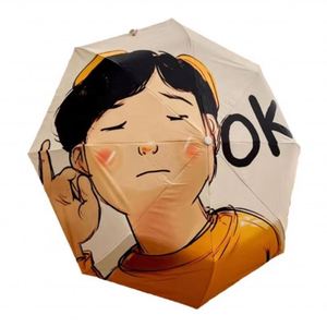 Parapluie portable double usage pour femme Sunday, petit format, en pongé, avec revêtement en caoutchouc noir, protection UV, ouverture moderne à cinq plis pour le soleil - Product Image 3