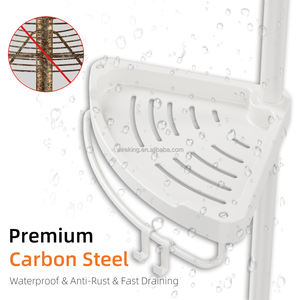 WIREKING Étagère d'angle de salle de bain, organisateur de douche à barre télescopique, 4 niveaux, étagères antirouille, support de rangement pour <span class=keywords><strong>shampoing</strong></span> de <span class=keywords><strong>baignoire</strong></span> - Product Image 4