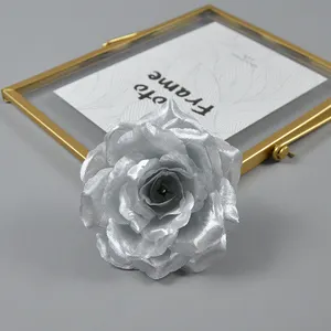 ดอกไม้ประดิษฐ์หัวกุหลาบขนาด3.9นิ้วหัวดอกกุหลาบทำจากผ้าไหมสำหรับงานแต่งงานงานเลี้ยงฉลองวันฮาโลวีน