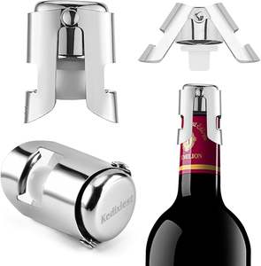 Bouchon de bouteille de champagne en acier inoxydable avec logo personnalisé, en matériau PP durable, scellé sous vide, pour vin mousseux, avec logo métallique - Product Image 1