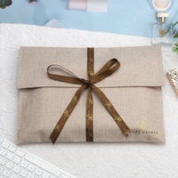 Pochette en jute personnalisée avec logo imprimé, sac à poussière en jute naturel avec ruban, pochette à rabat en lin de luxe, sacs pour chaussures et vêtements