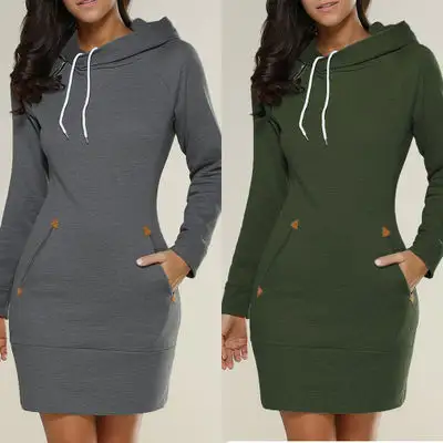 2022 New arrivals zipper pocket oversized women hoodie dress casual blank customisable polyester hoodie