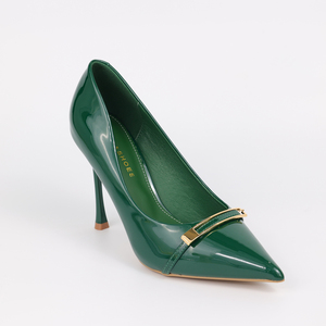 Bombas elegantes de verano para mujer verde militar estilo francés tacones altos finos punta estrecha tendencia de moda - Product Image 1